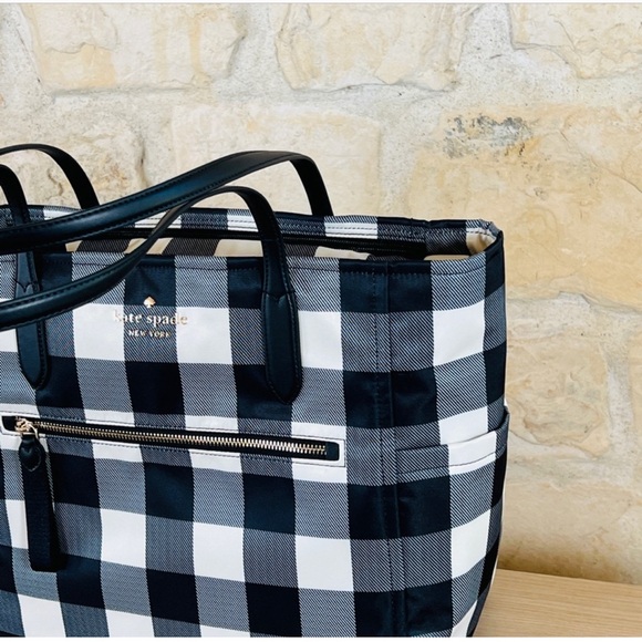 Kate Spade Black and White Checkered Tote Bag - Picture 8 of 15
